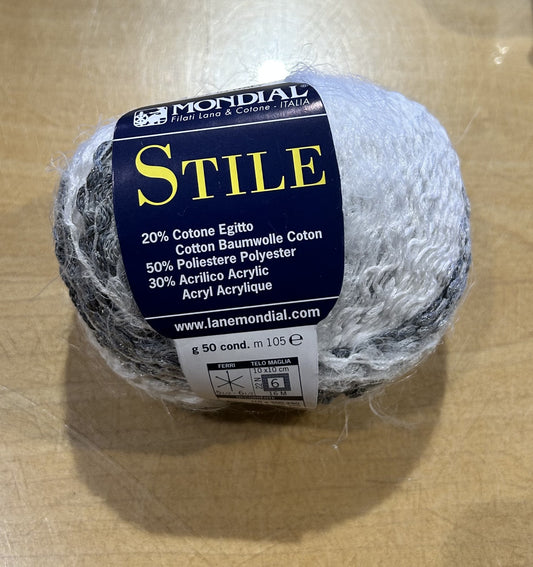gomitolo di COTONE E POLIESTERE "STILE" (50g. 105 mt.) variante GRIGIO 0590, Filati MONDIAL