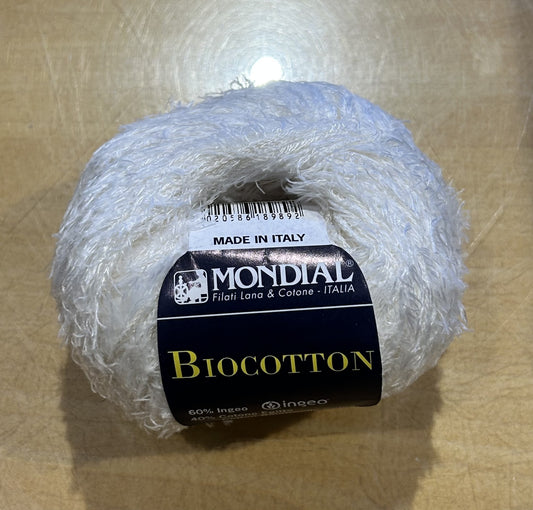 gomitolo COTONE "BIOCOTTON" 50g. 130 mt. COL. 0668 BIANCO, Filati MONDIAL