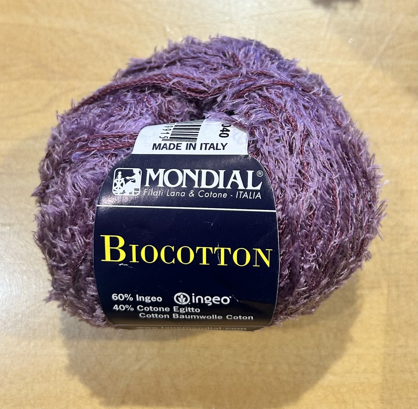 gomitolo COTONE "BIOCOTTON" 50g. 130 mt. COL. 0670 MELANZANA, Filati MONDIAL