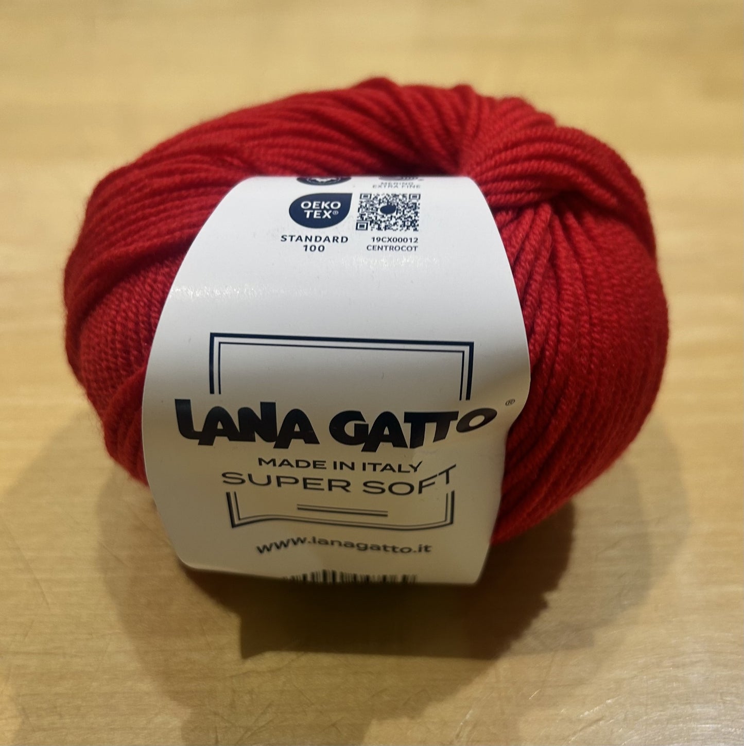 gomitolo di pura LANA "SUPERSOFT" COL. ROSSO 10095, LANA GATTO