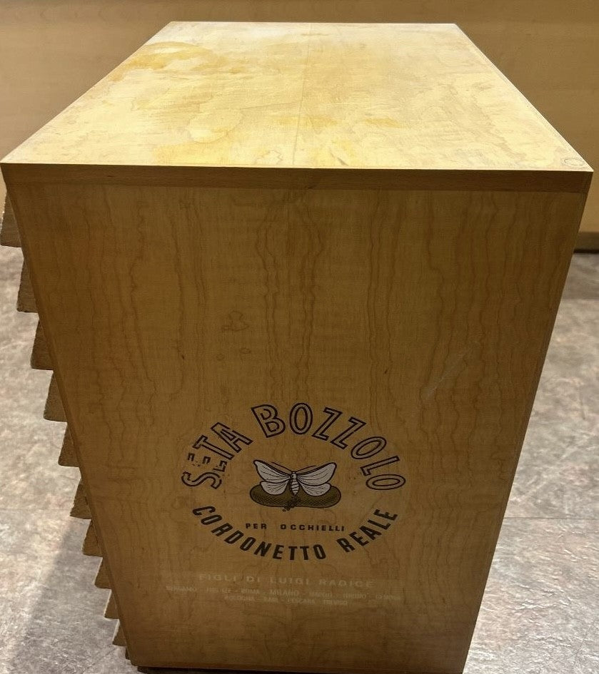 mobile vintage in legno con 10 cassetti, SETA BOZZOLO REALE